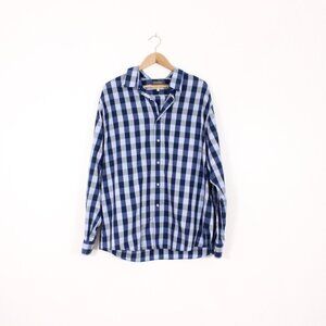 Mens Denver Hayes Blue Plaid Button Down